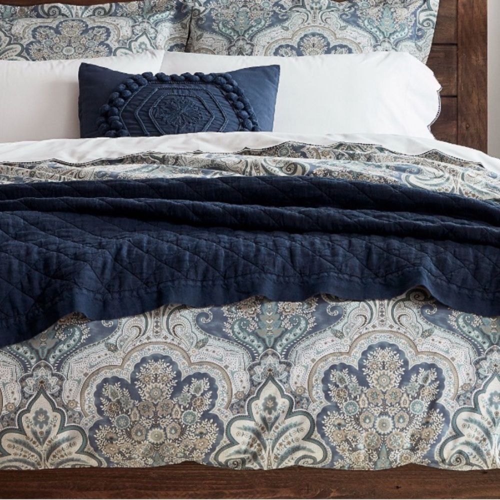 Pottery Barn Queen sized Jordana Paisley Percale Duvet Cover & Shams